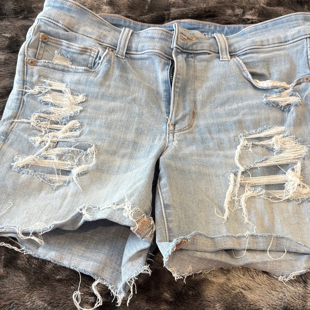 American Eagle Blue Distressed Jean Shorts
